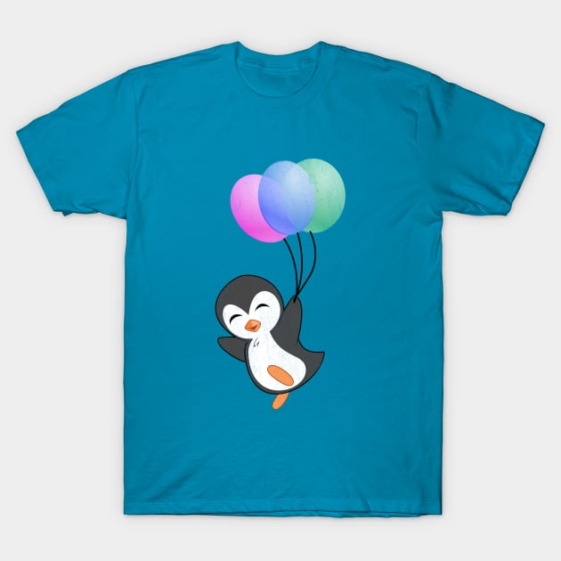 Cute Penguin with Balloons T-Shirt by benhonda2